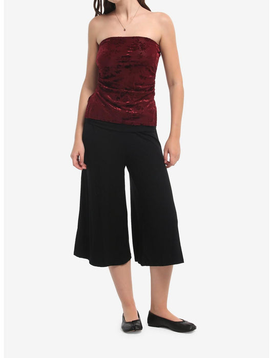 Burgundy Rose Velvet Burnout Girls Tube Top - US 4570