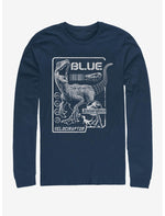 Jurassic Park Raptor Blue Print Long-Sleeve T-Shirt - US 4201