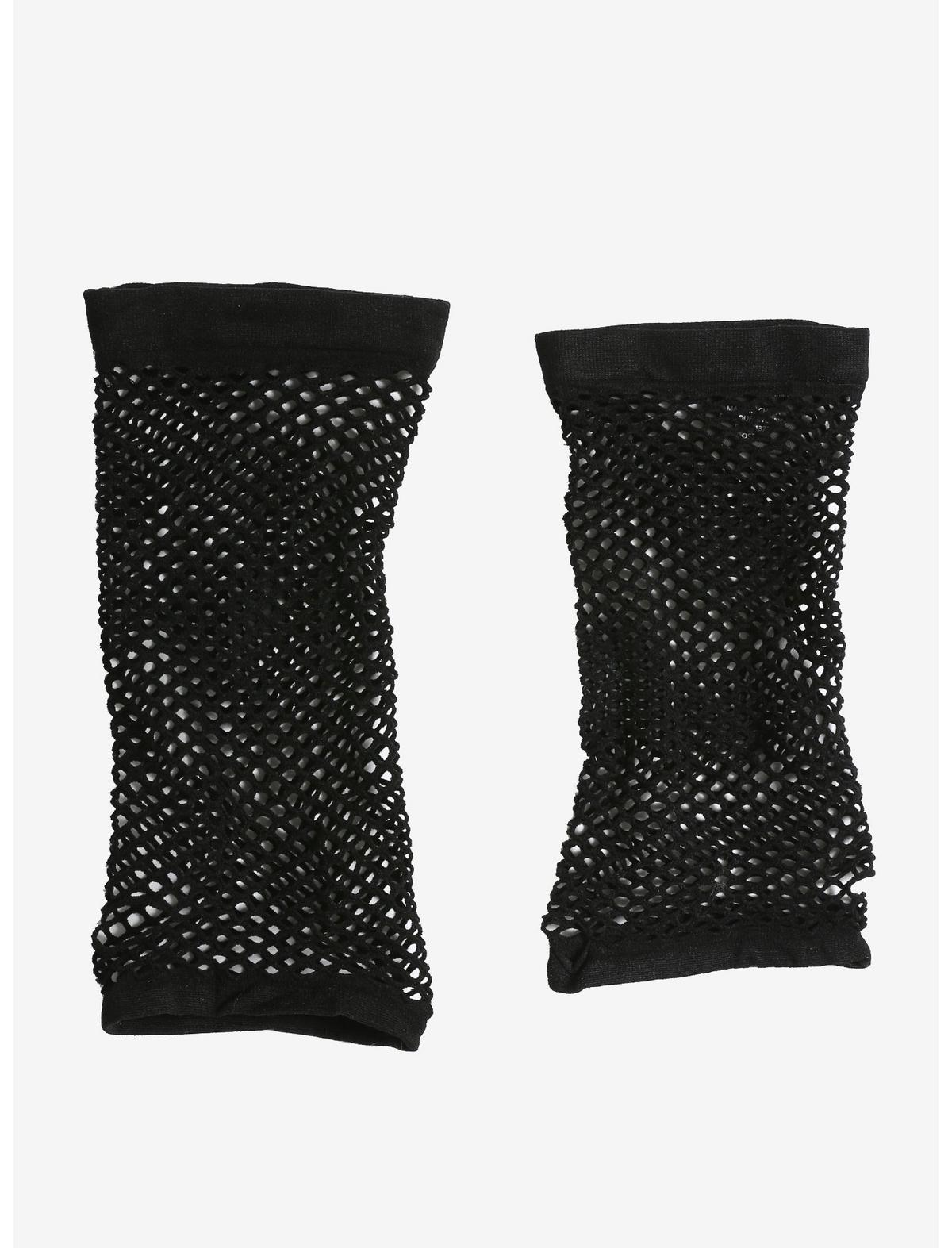 Black Fishnet Long Fingerless Gloves - US 4355