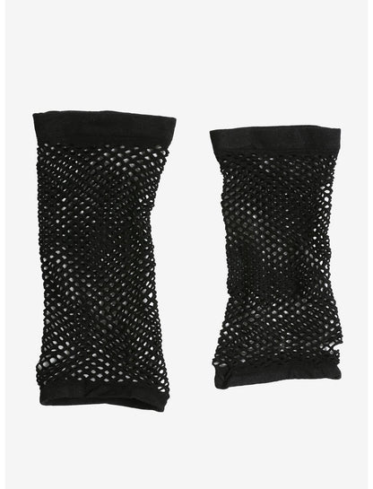 Black Fishnet Long Fingerless Gloves - US 4355