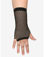 Black Fishnet Long Fingerless Gloves - US 4355