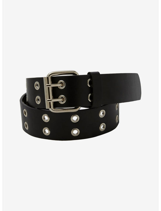 Black Faux Leather Grommet Belt - US 4913