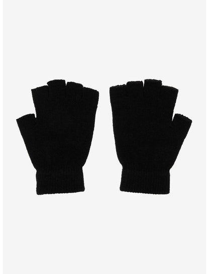 Black Pierced Fingerless Gloves - US 8121