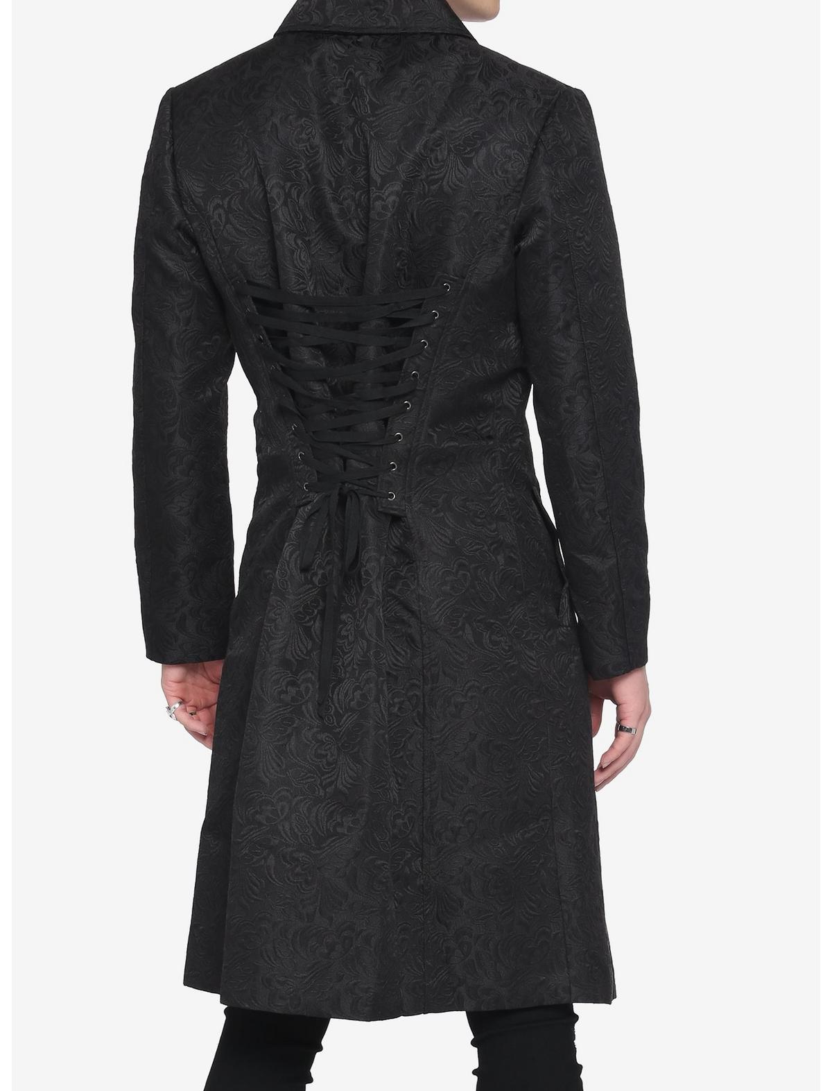 Black Brocade Mens Coat - US 6302