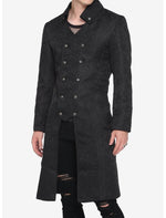 Black Brocade Mens Coat - US 6302