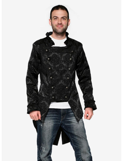Black Brocade Coat - US 5496