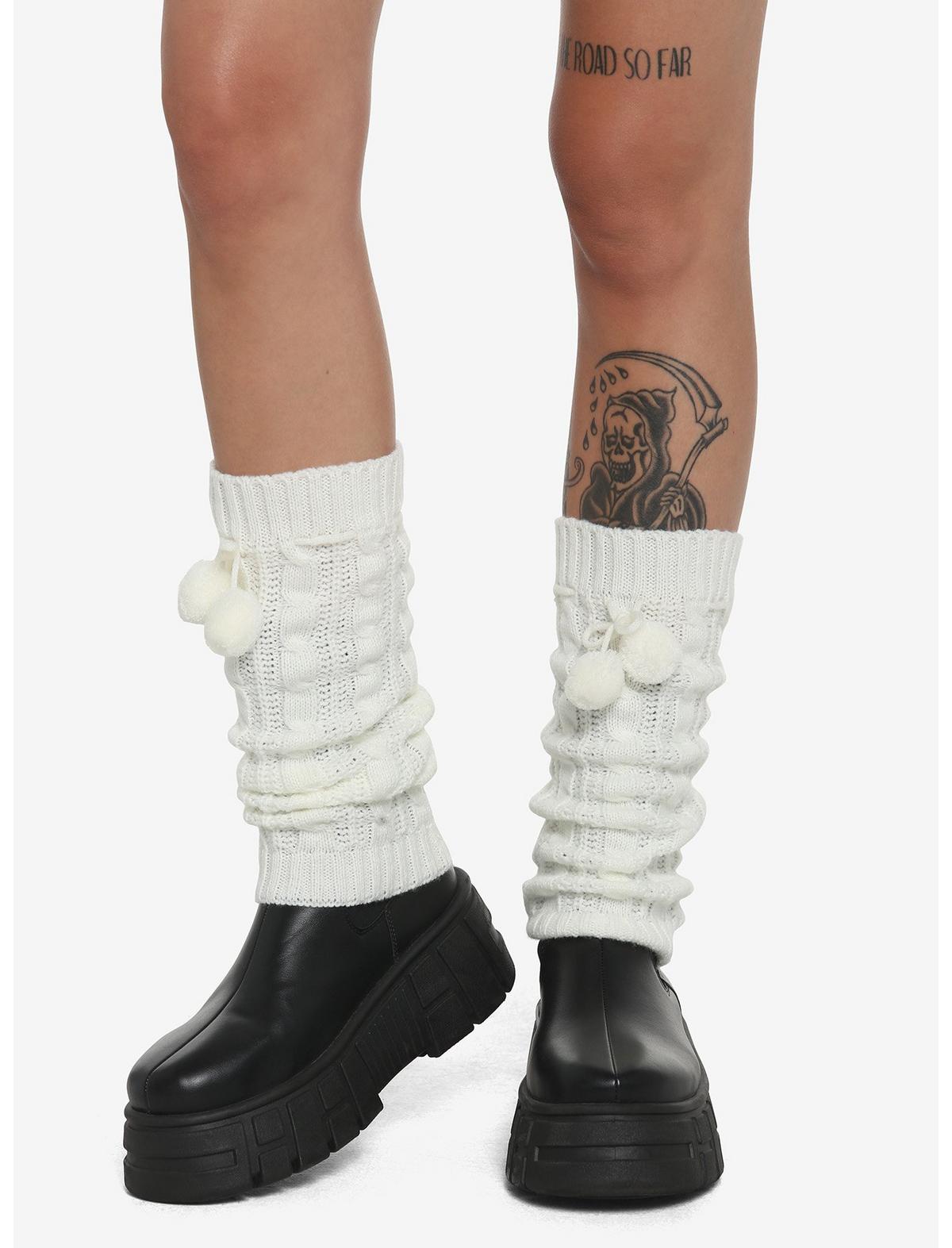 Cream Pom Leg Warmers - US 6340