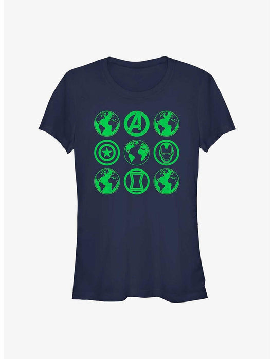 Marvel Avengers Earth Day Green Globes Girls T-Shirt - US 8728