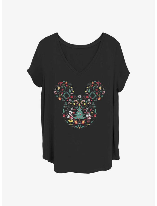 Disney Mickey Mouse & Minnie Mouse Holiday Ear Fill Girls T-Shirt Plus Size - US 9230
