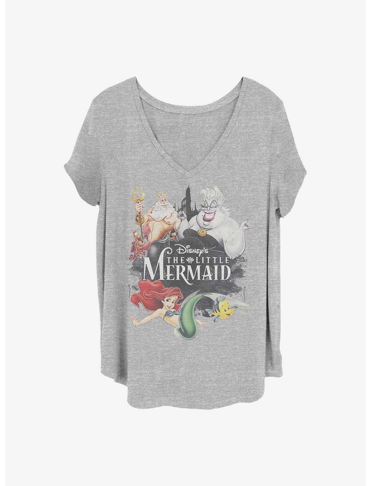 Disney The Little Mermaid Watercolor Poster Girls T-Shirt Plus Size - US 5312