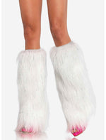 Furry Lurex Leg Warmers White & Silver - US 7081