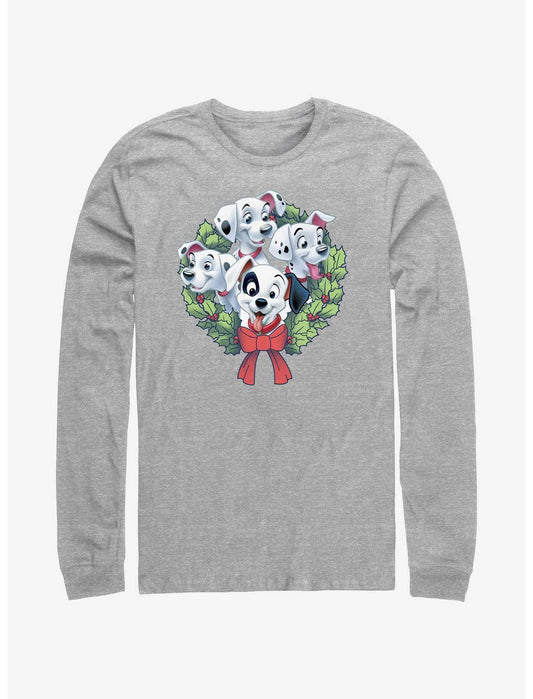 Disney 101 Dalmatians Puppy Christmas Wreath Long-Sleeve T-Shirt - US 5381