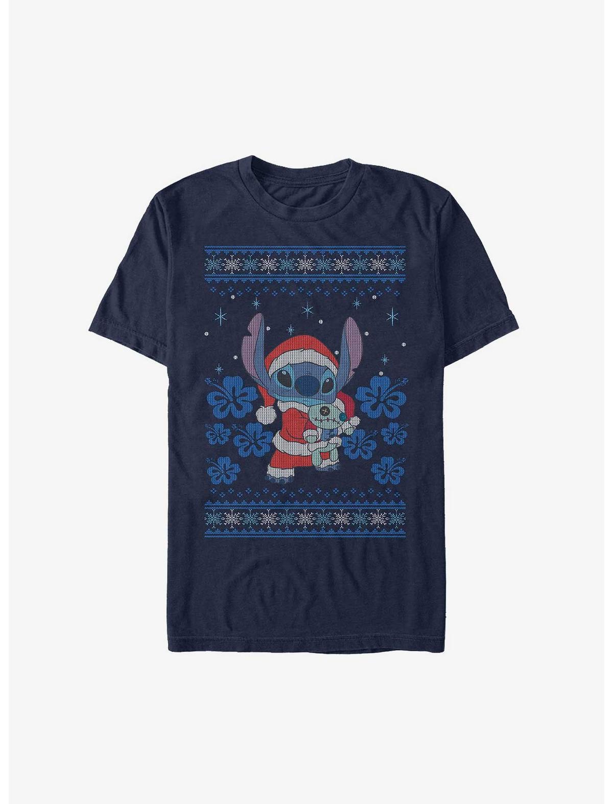 Disney Lilo & Stitch Santa Stitch and Scrump Ugly Christmas Heavyweight T-Shirt - US 7469