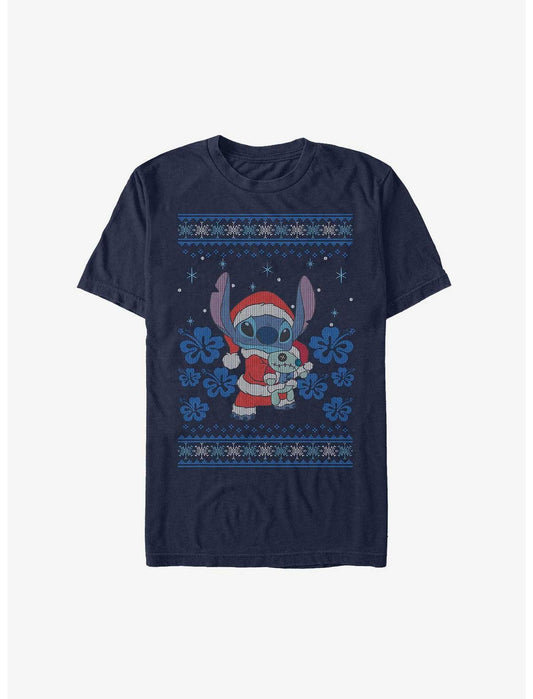 Disney Lilo & Stitch Santa Stitch and Scrump Ugly Christmas Heavyweight T-Shirt - US 7469
