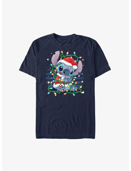 Disney Lilo & Stitch Santa Stitch Christmas Lights Heavyweight T-Shirt - US 7833