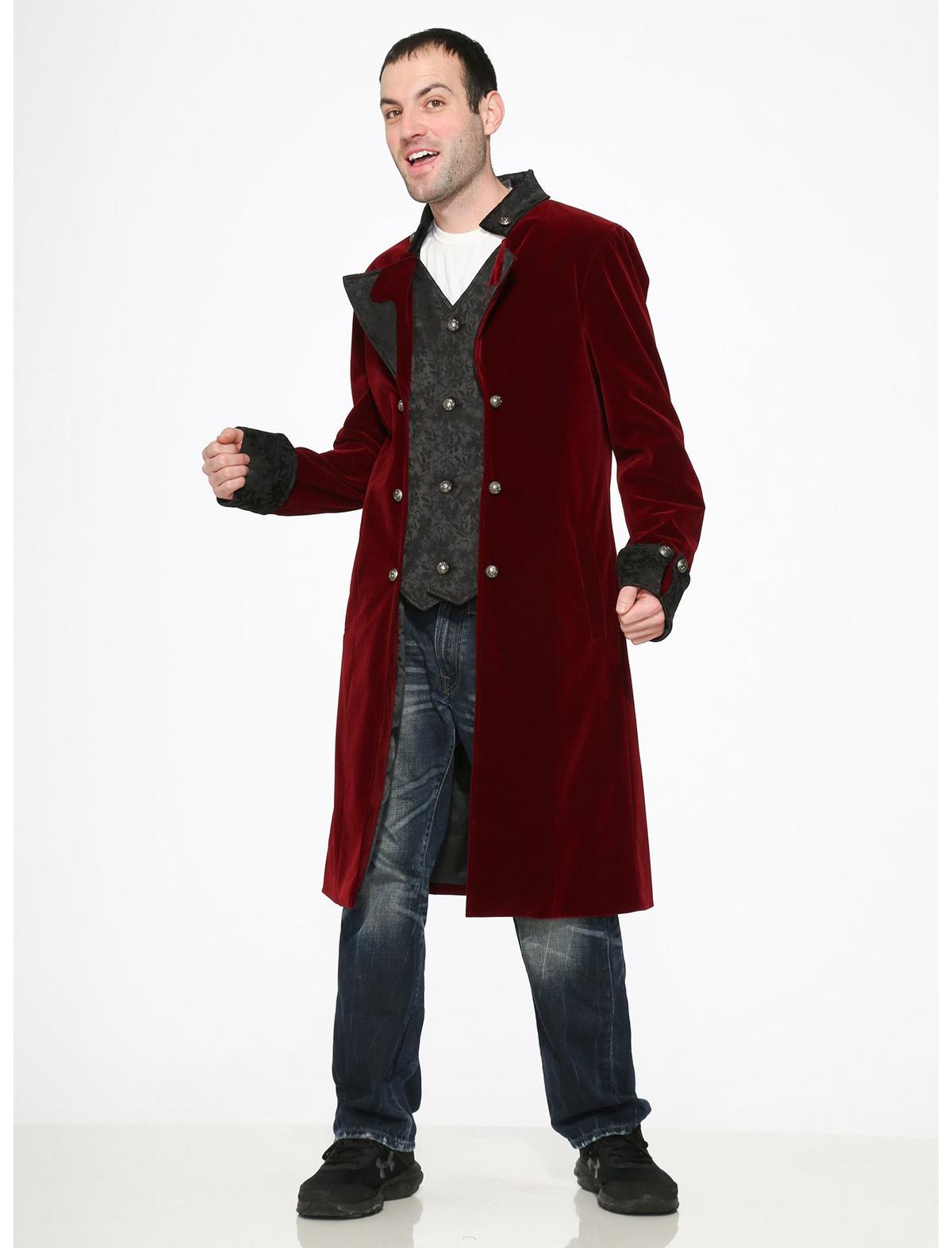 Burgundy Velvet Mens Coat - US 7412