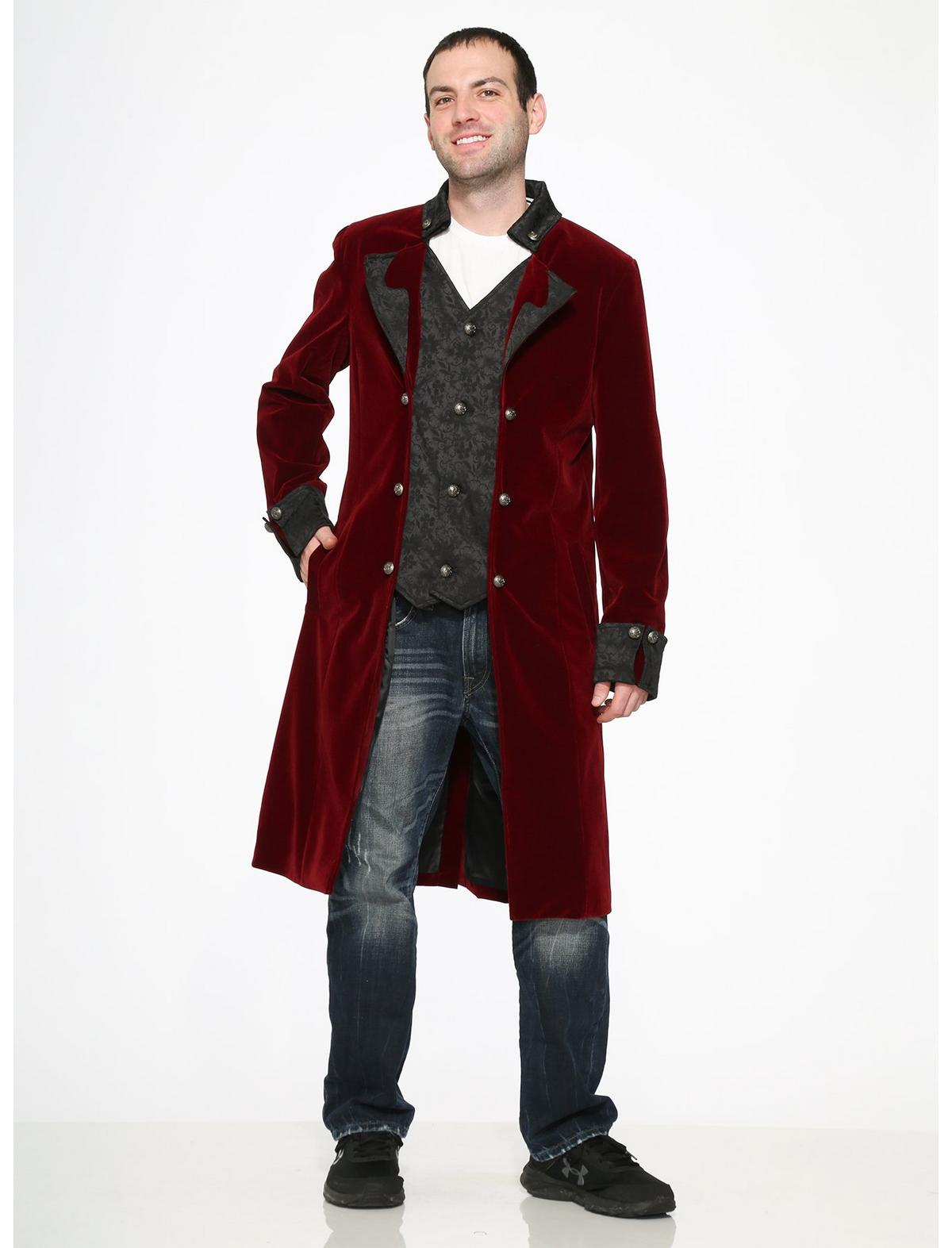 Burgundy Velvet Mens Coat - US 7412
