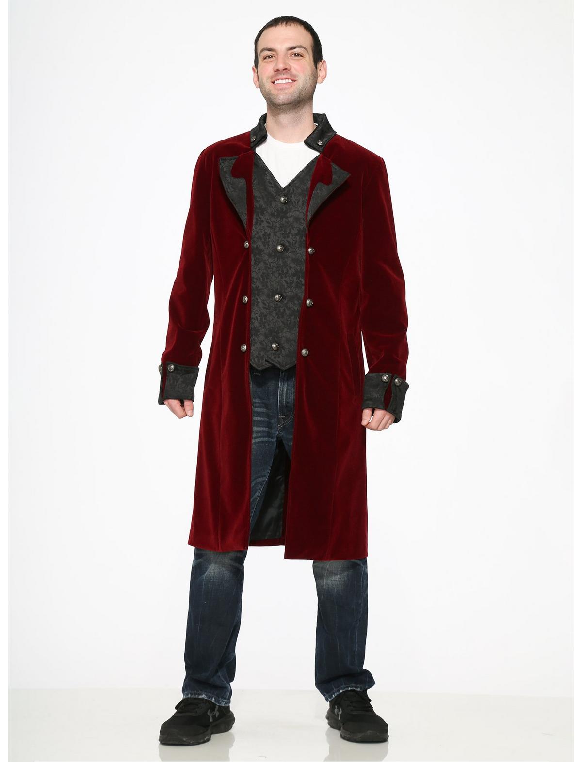 Burgundy Velvet Mens Coat - US 7412