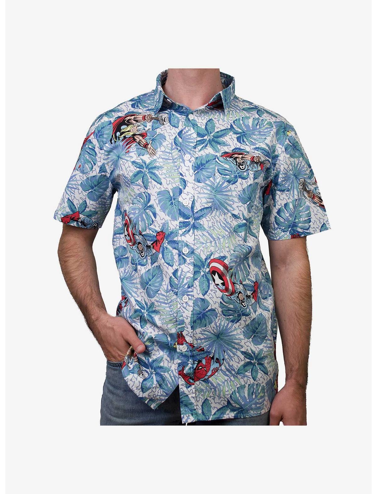 Marvel Avengers Retro Heroes Paradise Woven Button-Up - US 2048