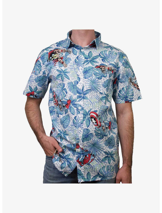 Marvel Avengers Retro Heroes Paradise Woven Button-Up - US 2048