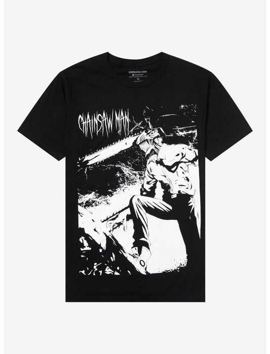 Chainsaw Man Jumbo Denji Black & White T-Shirt - US 4420