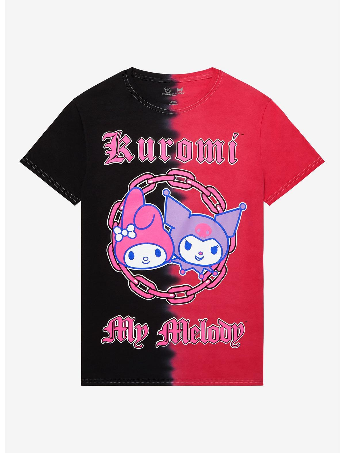 Kuromi My Melody Chains Split Wash Boyfriend Fit Girls T-Shirt - US 0863