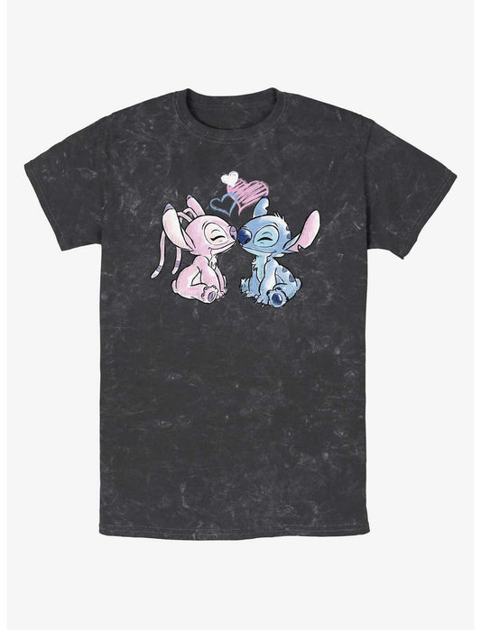 Disney Lilo & Stitch Angel Loves Stitch Mineral Wash T-Shirt - US 3621