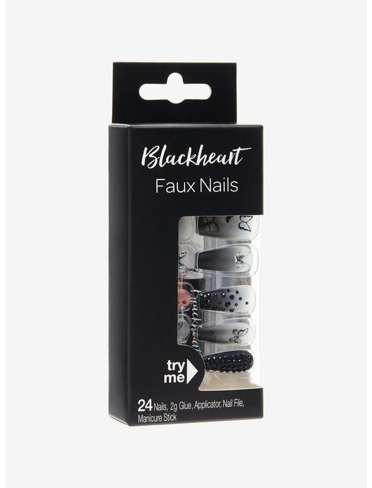 Blackheart Butterfly Rhinestone Faux Nail Set - US 5332