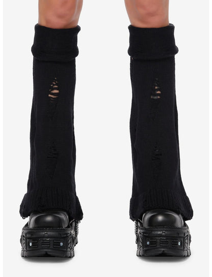 Black Distressed Flared Leg Warmers - US 6406