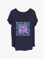 Disney Alice In Wonderland Cheshire We're All Mad Here Girls T-Shirt Plus Size - US 5589