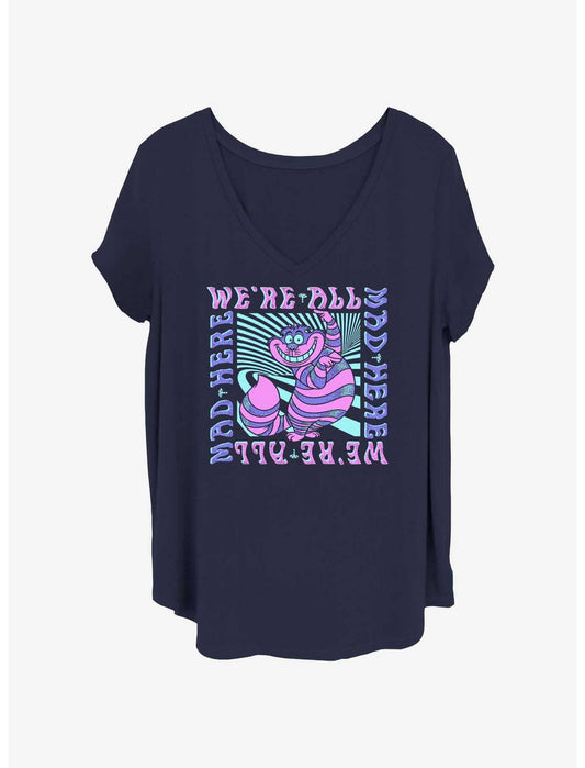 Disney Alice In Wonderland Cheshire We're All Mad Here Girls T-Shirt Plus Size - US 5589