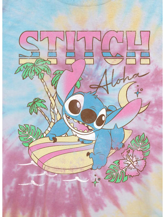 Disney Lilo & Stitch Aloha Stitch Tie-Dye Girls Crop T-Shirt - US 1643
