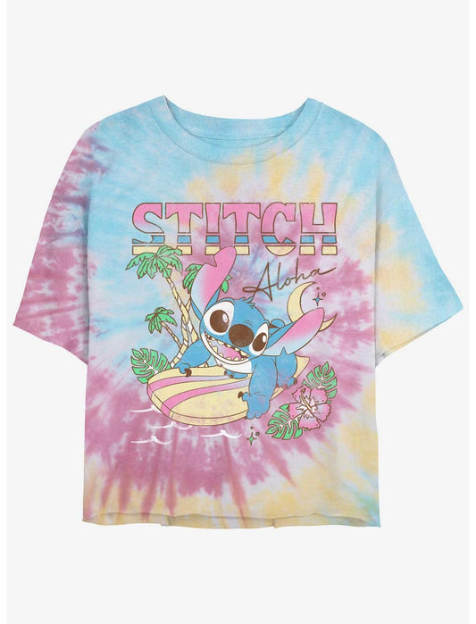 Disney Lilo & Stitch Aloha Stitch Tie-Dye Girls Crop T-Shirt - US 1643