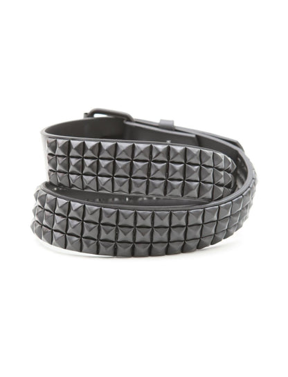 Double Black Pyramid Stud Belt - US 6785