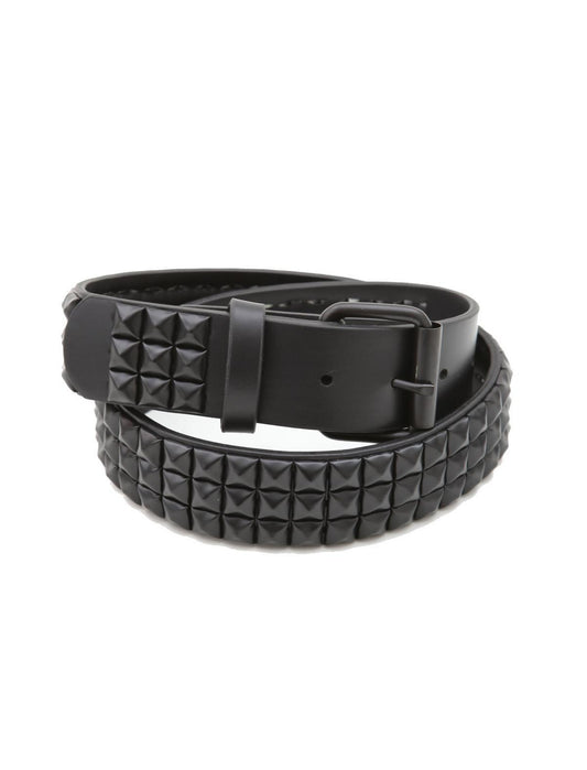 Double Black Pyramid Stud Belt - US 6785