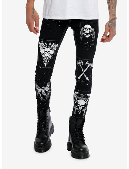 Black Skull Weapon Patches Stinger Jeans - US 9470