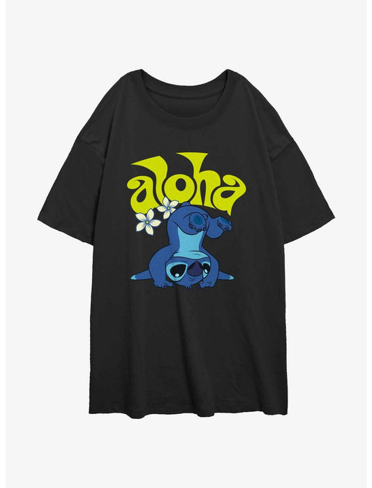 Disney Lilo & Stitch Aloha Stitch Girls Oversized T-Shirt - US 9878