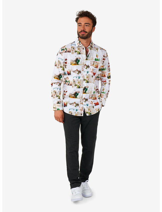 Elf Christmas Long Sleeve Button-Up Shirt - US 7807