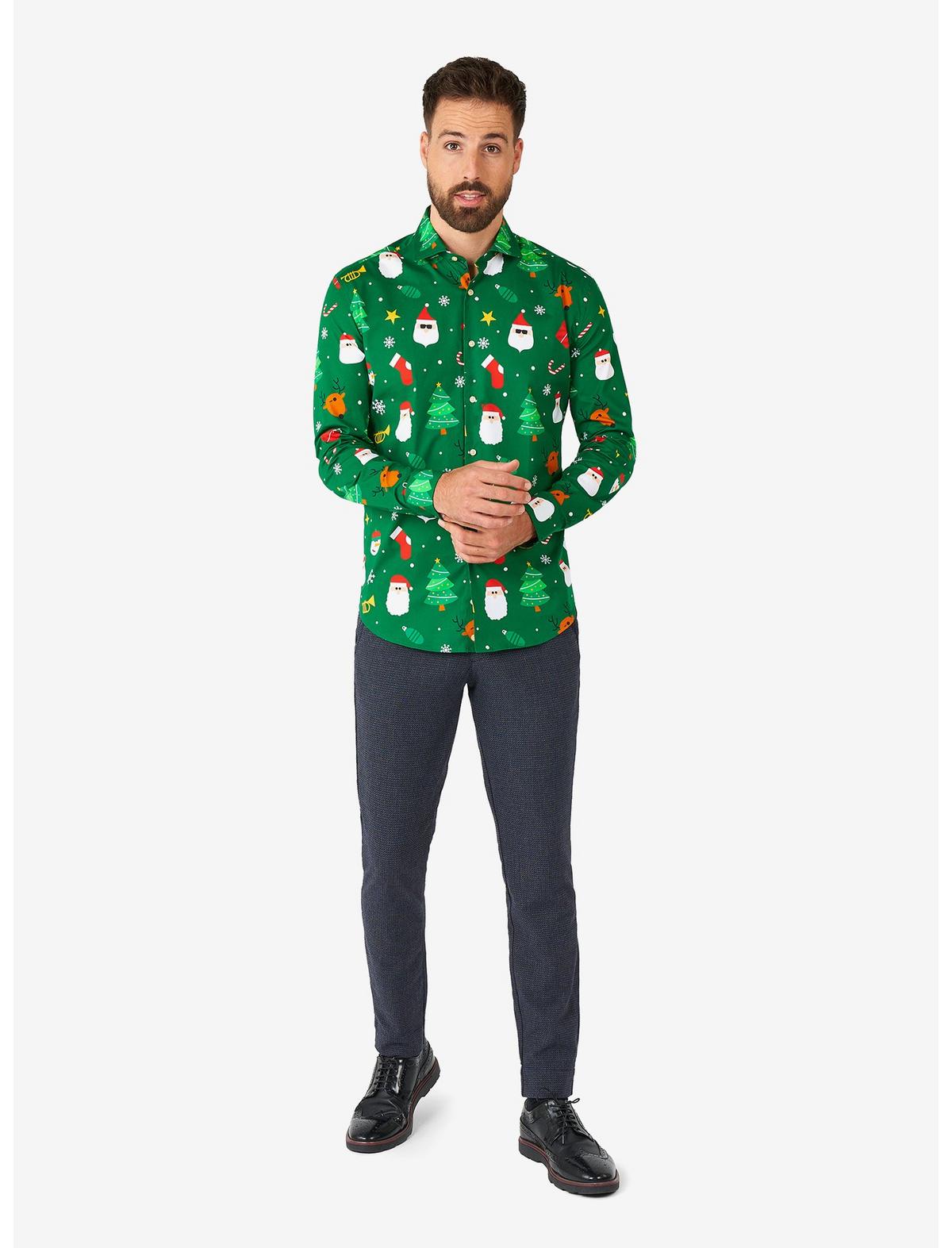 Festivity Green Long Sleeve Button-Up Shirt - US 2818
