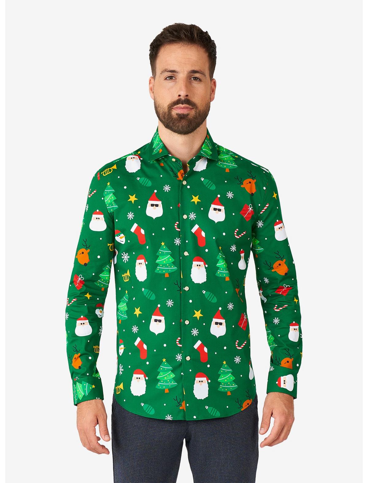 Festivity Green Long Sleeve Button-Up Shirt - US 2818