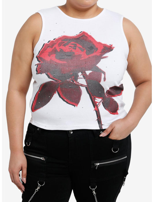 Daisy Street Red Rose & Rhinestone Girls Tank Top Plus Size - US 4214