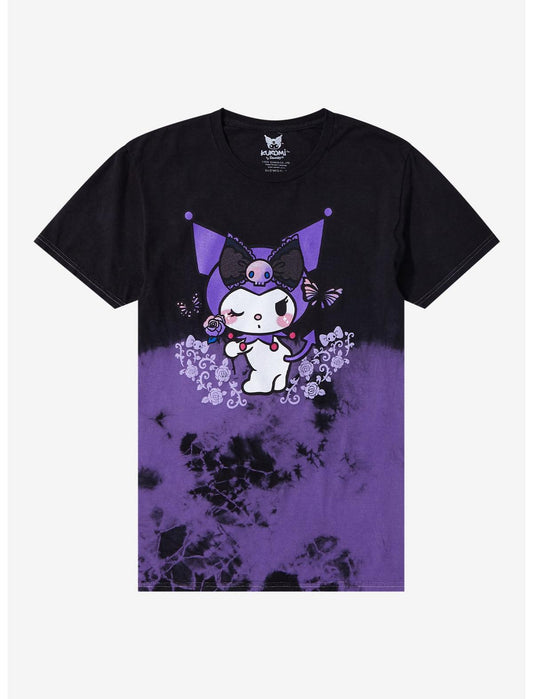 Kuromi Butterfly Split Dye Boyfriend Fit Girls T-Shirt - US 3997