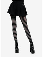 Black & Grey Stripe Tights - US 6123