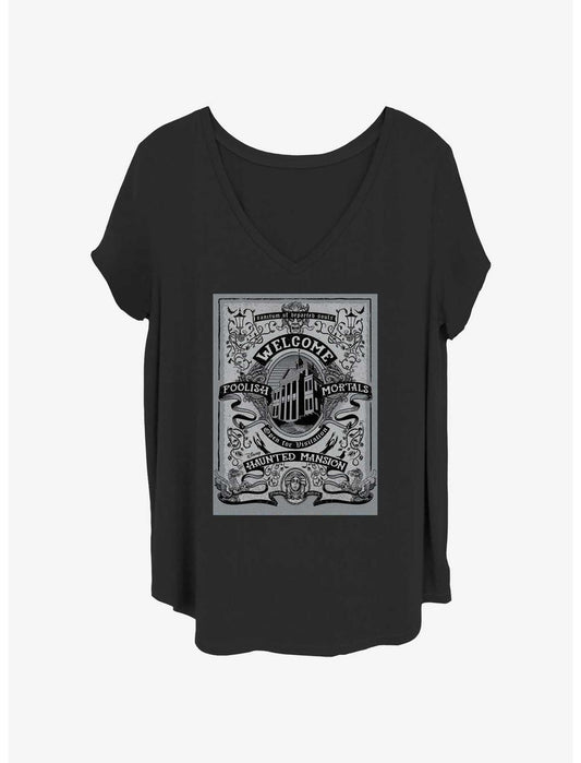 Disney The Haunted Mansion Welcome Foolish Mortals Poster Girls T-Shirt Plus Size - US 7250