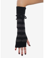 Black & Grey Stripe Lace-Up Arm Warmers - US 4864