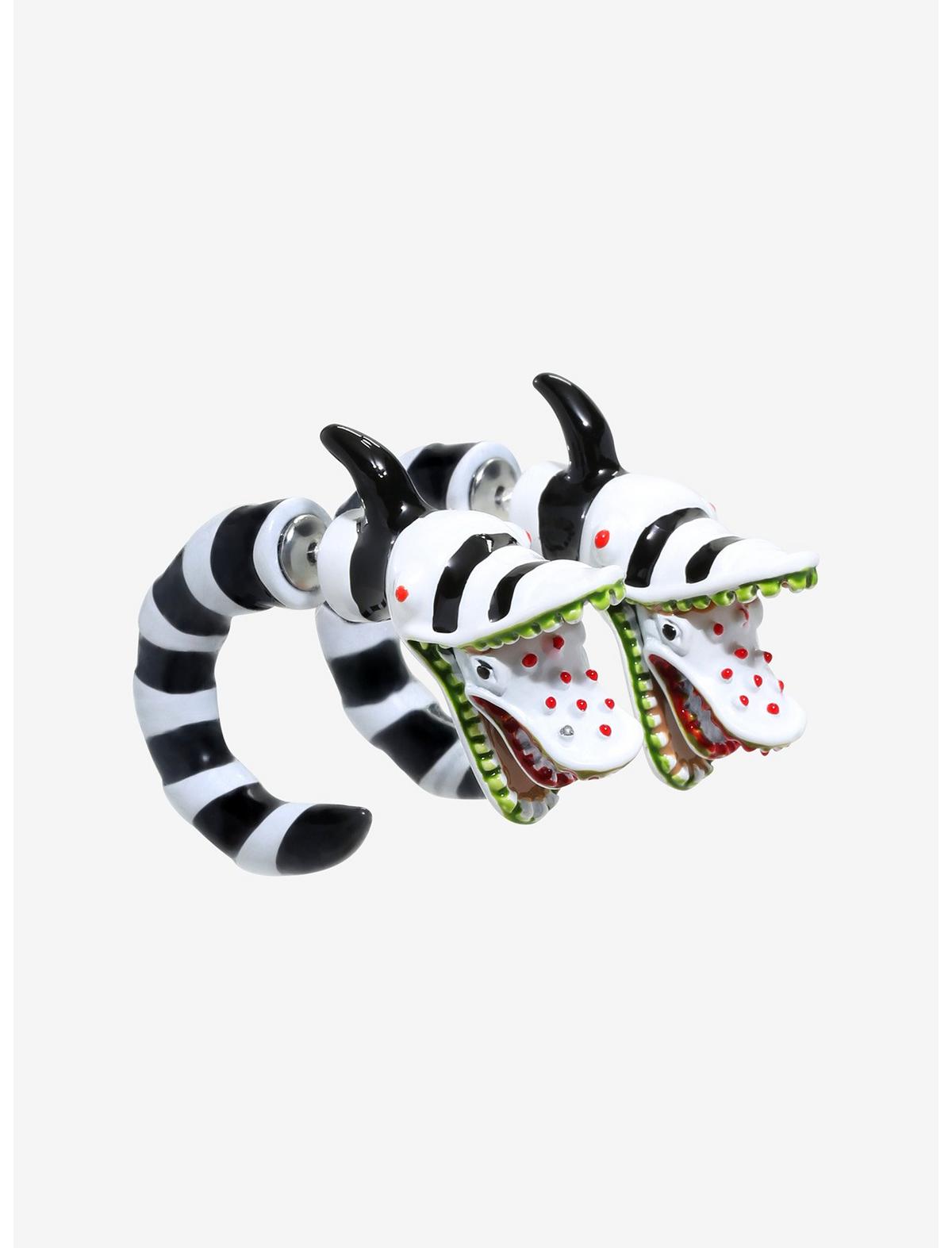 Beetlejuice Sandworm Faux Tunnel Earrings - US 4793