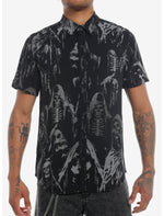Grim Reaper Allover Print Woven Button-Up - US 8210