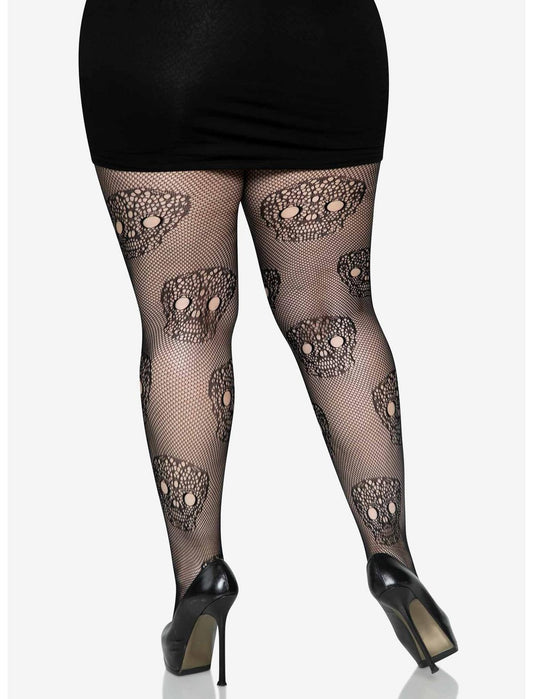 Lace Skull Fishnet Tights Plus Size - US 5262