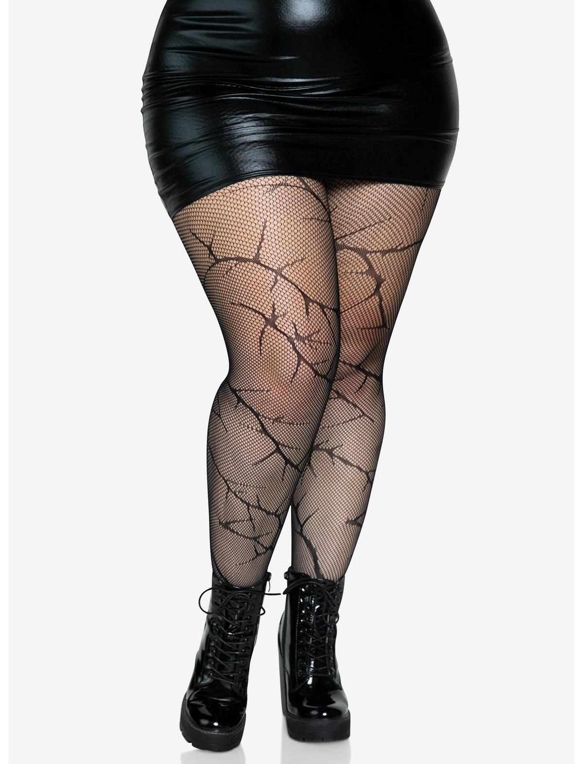 Cracked Fishnet Tights Plus Size - US 8688