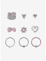 Hello Kitty Steel Silver Icons Nose Stud & Hoop 9 Pack - US 4369